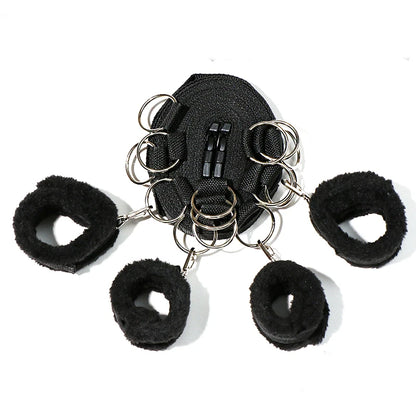 Bed BDSM Bondage Restraint Set for Couples | Nylon Handcuffs & Ankle Cuffs